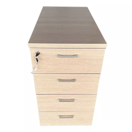 ACTIU│Caisson Hauteur bureau - 4 tiroirs│Profondeur 80 cm│Chêne Fil / Alu