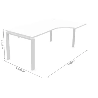 ASTRO│Bureau retour à droite L 180/80 x P 110/60│Blanc/Blanc