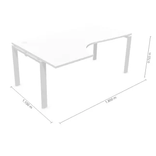 ASTRO│Bureau retour à gauche L 180/80 x P 110/60│Blanc/Blanc