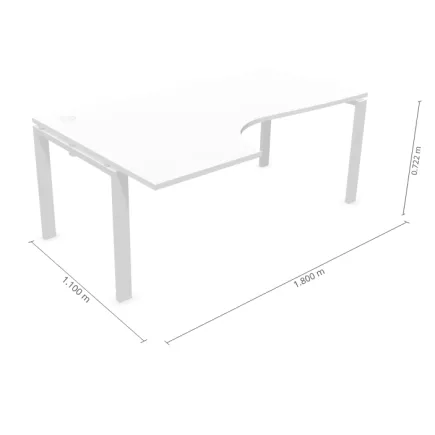 ASTRO│Bureau retour à gauche L 180/80 x P 110/60│Blanc/Blanc