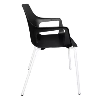 GELATI│Chaise 4 pieds tubes en acier│Noir/Blanc