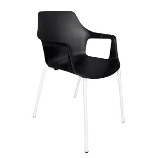 GELATI│Chaise 4 pieds tubes en acier│Noir/Blanc