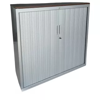 JG GROUP│Armoire basse rideau + Top│L120xH116.5 cm│Wengé/Gris anthracite