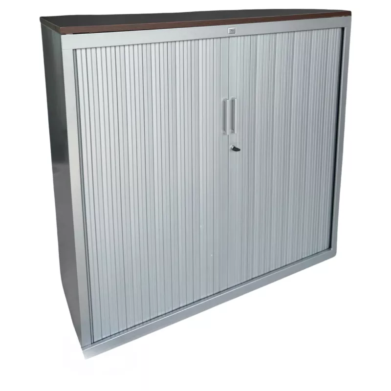 JG GROUP│Armoire basse rideau + Top│L120xH116.5 cm│Wengé/Gris anthracite JG GROUP│Armoire basse rideau + Top│L120xH116.5 cm│Wengé/Gris anthracite