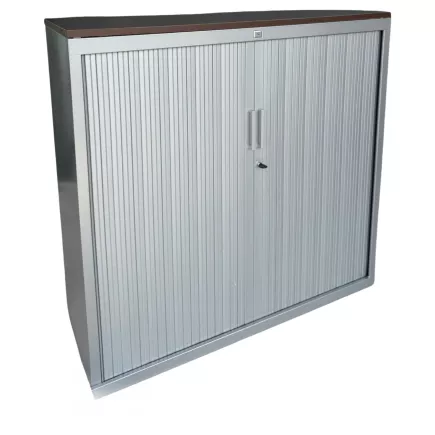 JG GROUP│Armoire basse rideau + Top│L120xH116.5 cm│Wengé/Gris anthracite