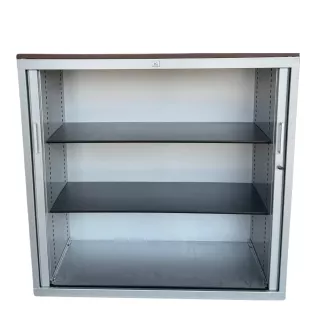 JG GROUP│Armoire basse rideau + Top│L120xH116.5 cm│Wengé/Gris anthracite