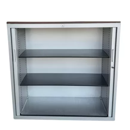 JG GROUP│Armoire basse rideau + Top│L120xH116.5 cm│Wengé/Gris anthracite