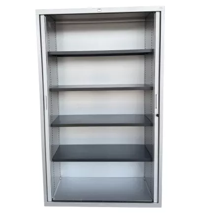 JG GROUP│Armoire rideau L120xH198 cm│Gris aluminium