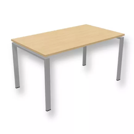 CONECT│Bureau droit L 140 x 80│Chêne naturel - Gris aluminium