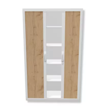 CORTINA│Armoire rideau L 120 x H 198 cm│Gris aluminium - rideaux acacia