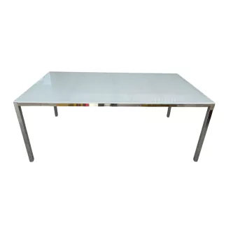 GLASS│Table de conférence 6 pers. 180x85 │blanc/chromé