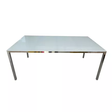 GLASS│Table de conférence 6 pers. 180x85 │blanc/chromé