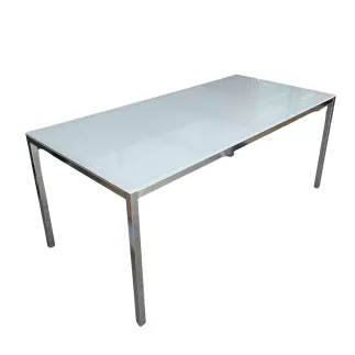 GLASS│Table de conférence 6 pers. 180x85 │blanc/chromé