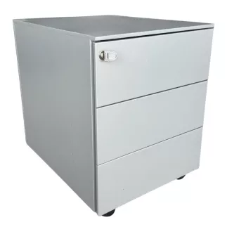 STEELCASE│Caisson sous bureau 3 tiroirs - 666│Profondeur 54 cm│Gris aluminium