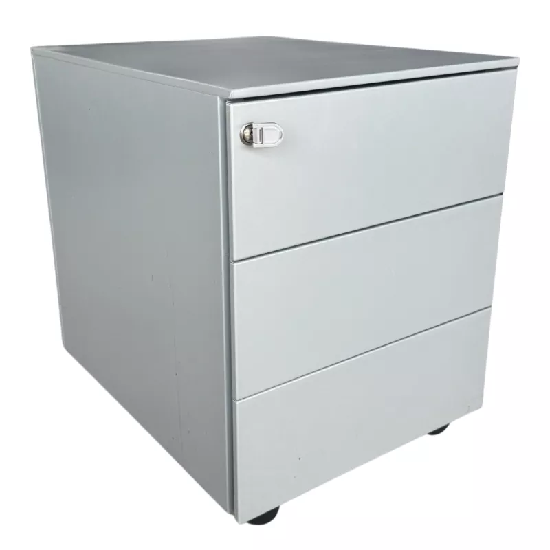 STEELCASE│Caisson sous bureau 3 tiroirs - 666│Profondeur 54 cm│Gris aluminium STEELCASE│Caisson sous bureau 3 tiroirs - 666│Profondeur 54 cm│Gris aluminium