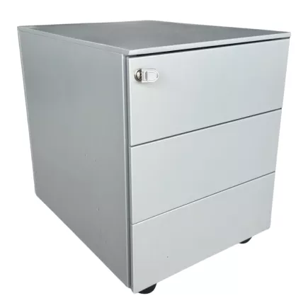 STEELCASE│Caisson sous bureau 3 tiroirs - 666│Profondeur 54 cm│Gris aluminium