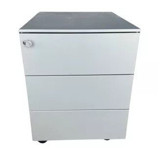 STEELCASE│Caisson sous bureau 3 tiroirs - 666│Profondeur 54 cm│Gris aluminium