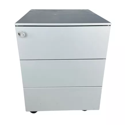 STEELCASE│Caisson sous bureau 3 tiroirs - 666│Profondeur 54 cm│Gris aluminium