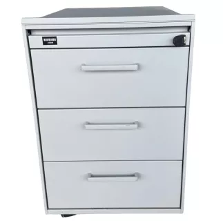 LO LISTA│Caisson sous bureau 9666 - 4 Tiroirs│Poignées carré│Profondeur 60 cm│Gris aluminium