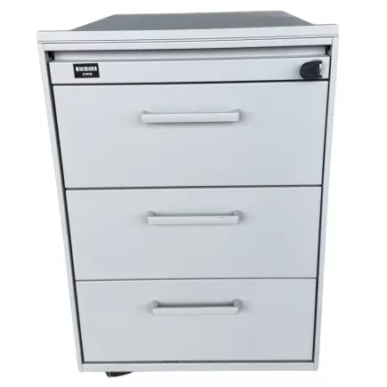 LO LISTA│Caisson sous bureau 9666 - 4 Tiroirs│Poignées carré│Profondeur 60 cm│Gris aluminium
