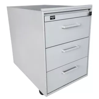 LO LISTA│Caisson sous bureau 9666 - 4 Tiroirs│Poignées carré│Profondeur 60 cm│Gris aluminium