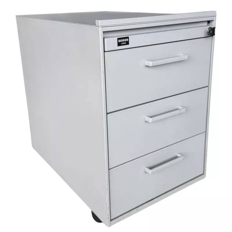 LO LISTA│Caisson sous bureau 9666 - 4 Tiroirs│Poignées carré│Profondeur 60 cm│Gris aluminium LO LISTA│Caisson sous bureau 9666 - 4 Tiroirs│Poignées carré│Profondeur 60 cm│Gris aluminium