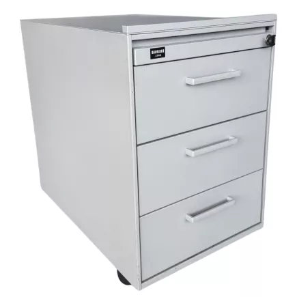 LO LISTA│Caisson sous bureau 9666 - 4 Tiroirs│Poignées carré│Profondeur 60 cm│Gris aluminium