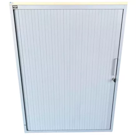 LO LISTA│Armoire rideau L 80 x H 110 cm│Gris Alu/Erable blanc