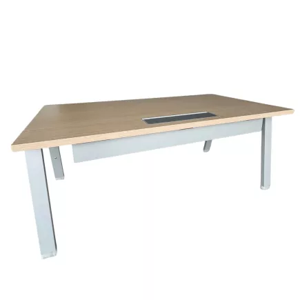 ALEA│Modèle Atreo│Bureau L 160 x p 80 cm x H Réglable│Grande trappe│Chêne clair/ Gris clair