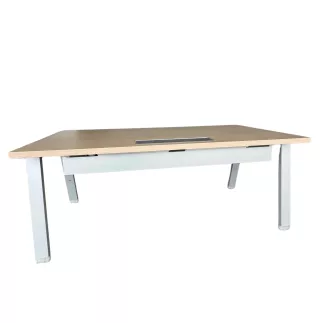 ALEA│Modèle Atreo│Bureau L 160 x p 80 cm x H Réglable│Grande trappe│Chêne clair/ Gris clair