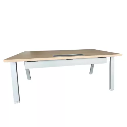 ALEA│Modèle Atreo│Bureau L 160 x p 80 cm x H Réglable│Grande trappe│Chêne clair/ Gris clair