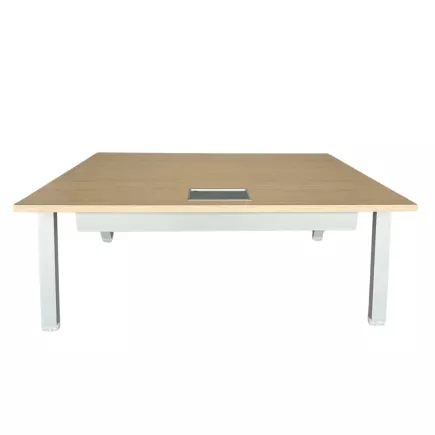 ALEA│Modèle Atreo│Bureau L 160 x p 80 cm x H Réglable│Petite trappe│Chêne clair/ Gris clair