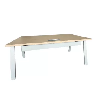 ALEA│Modèle Atreo│Bureau L 160 x p 80 cm x H Réglable│Petite trappe│Chêne clair/ Gris clair