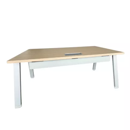 ALEA│Modèle Atreo│Bureau L 160 x p 80 cm x H Réglable│Petite trappe│Chêne clair/ Gris clair