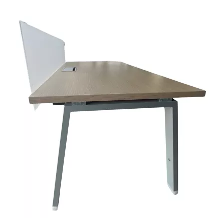 Pack ALEA│Modèle Atreo avec cloison│Bureau L 160 x p 80 cm x H Réglable│Petite trappe│Chêne clair/ Gris clair