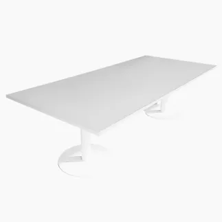 SANMA│Table de Conférence Tonneau 260x120 │Blanc/Pieds blanc