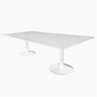 SANMA│Table de Conférence Tonneau 260x120 │Blanc/Pieds blanc