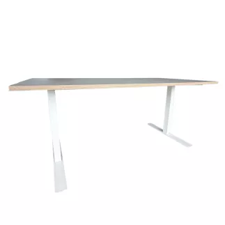 IKEA│Bureau réglable manuellement L 160 x P 80│Argile/Chants visible en bois/ Pieds blanc