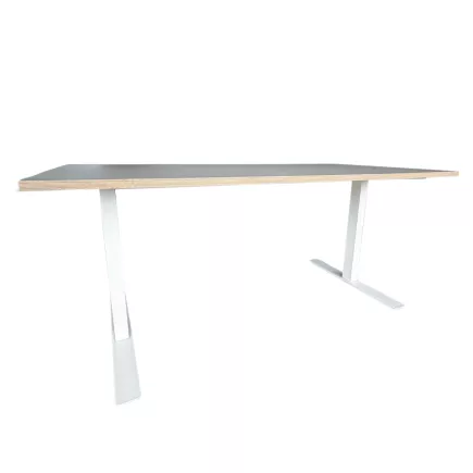 IKEA│Bureau réglable manuellement L 160 x P 80│Argile/Chants visible en bois/ Pieds blanc