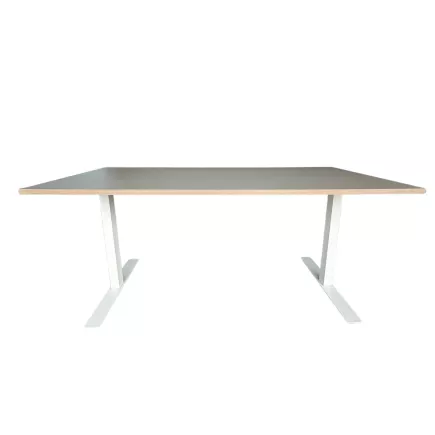 IKEA│Bureau réglable manuellement L 160 x P 80│Argile/Chants visible en bois/ Pieds blanc