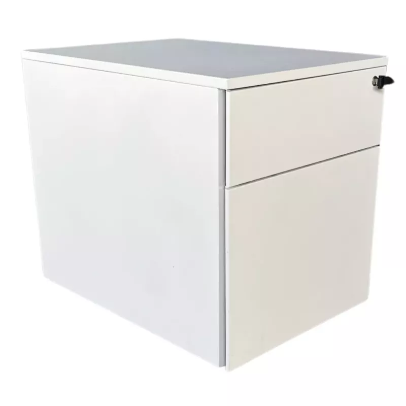 STEELCASE│Caisson sous bureau 2 tiroirs - 64│Profondeur 60 cm│Blanc / Noir STEELCASE│Caisson sous bureau 2 tiroirs - 64│Profondeur 60 cm│Blanc / Noir