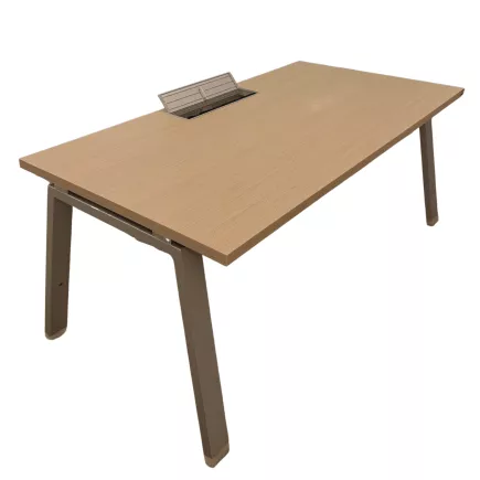 ALEA│Modèle Atreo│Bureau L 160 x p 80 cm x H Réglable│Grande trappe│Chêne clair/ Gris clair