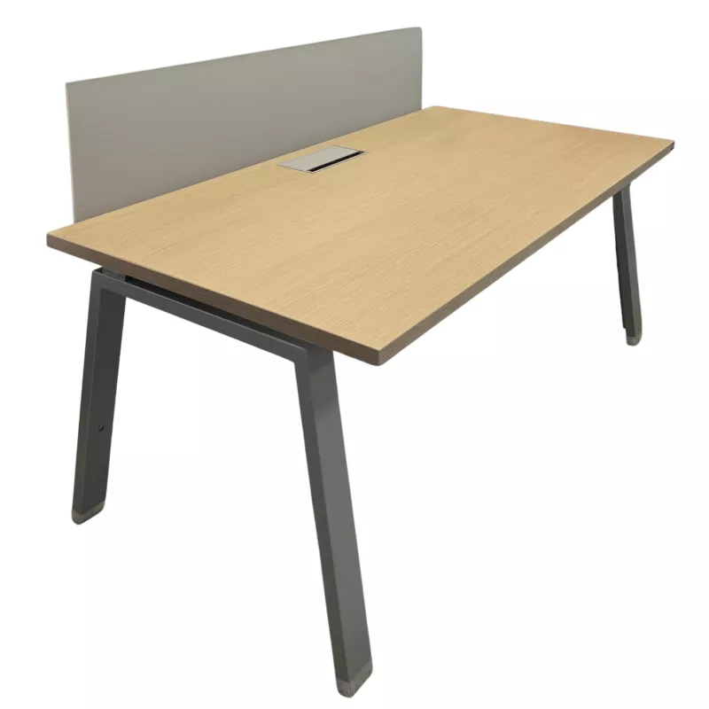 Pack ALEA│Modèle Atreo avec cloison│Bureau L 160 x p 80 cm x H Réglable│Petite trappe│Chêne clair/ Gris clair Pack ALEA│Modèle Atreo avec cloison│Bureau L 160 x p 80 cm x H Réglable│Petite trappe│Chêne clair/ Gris clair
