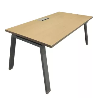 ALEA│Modèle Atreo│Bureau L 160 x p 80 cm x H Réglable│Petite trappe│Chêne clair/ Gris clair