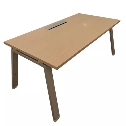 ALEA│Modèle Atreo│Bureau L 160 x p 80 cm x H Réglable│Grande trappe│Chêne clair/ Gris clair