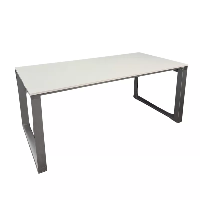 DIAMANT│Bureau Direction droit L 180 x p 90 │Blanc laqué/Chromé DIAMANT│Bureau Direction droit L 180 x p 90 │Blanc laqué/Chromé