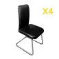 SANMA│Lot de 4 sièges d'accueil simili cuir│Pied luge│Noir/Chromé SANMA│Lot de 4 sièges d'accueil simili cuir│Pied luge│Noir/Chromé