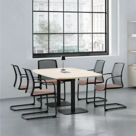 ELOISE│Table conférence tonneau 25mm│8 personnes 2 pieds 200x100