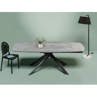 KHEOPS │Table extensible 160/240cm│Pieds en acier laqué noir mat│Coloris à choix