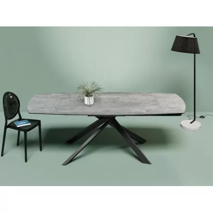 KHEOPS │Table extensible 160/240cm│Pieds en acier laqué noir mat│Coloris à choix